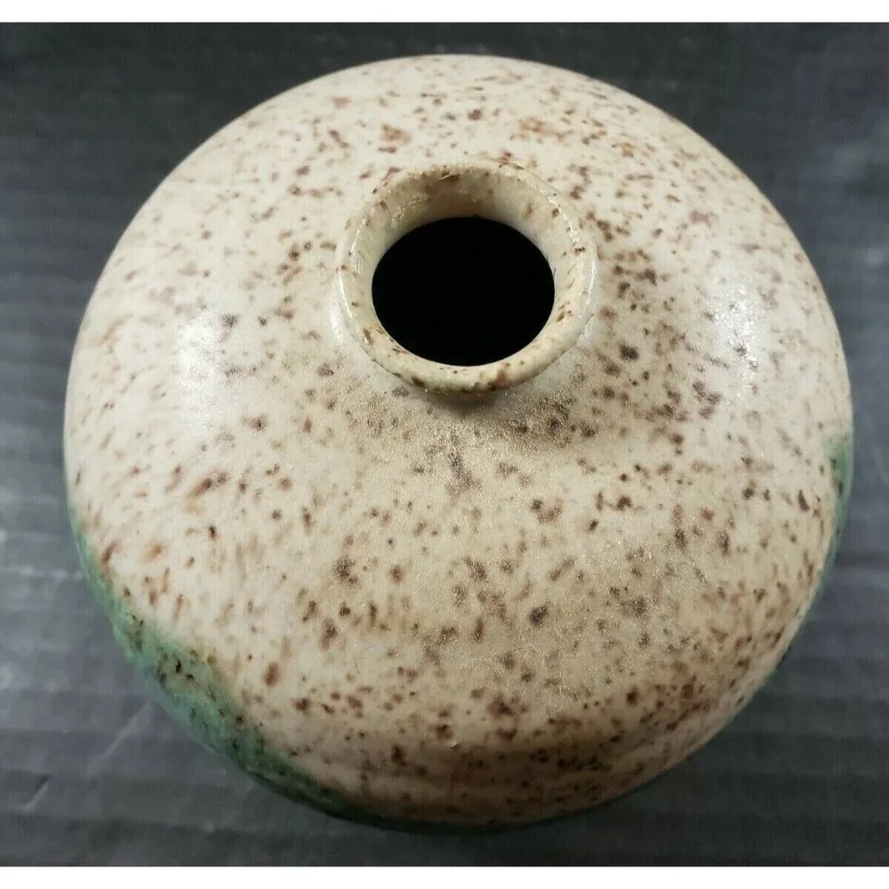 Vintage Artisan Aqua Blue Brown Speckled Glazed 5